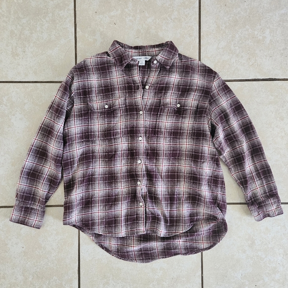 🟣Maroon plaid shirt - Picture 1 of 5
